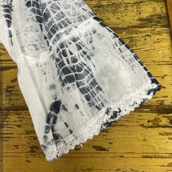 Parsley & Sage Tie Dye Floral Embroidered Mesh Pintuck Button Down Top Sz 1X - Picture 6 of 8